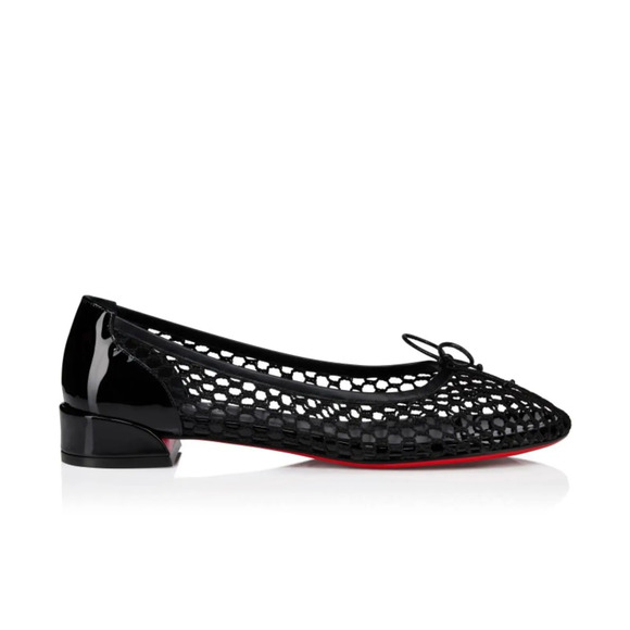 Christian Louboutin Sweetie Jane Mesh Flat Black Patent Ballet Ballerina 36.5 - Picture 11 of 16